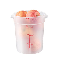 Met Lux 4 qt Round Translucent Plastic Food Storage Container - with Red Volume Markers - 7 1/4