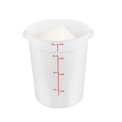 Met Lux 8 qt Round White Plastic Food Storage Container - with Red Volume Markers - 8 3/4