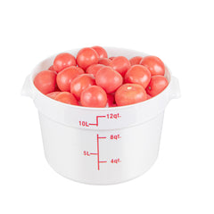 Met Lux 12 qt Round White Plastic Food Storage Container - with Red Volume Markers - 12 1/4