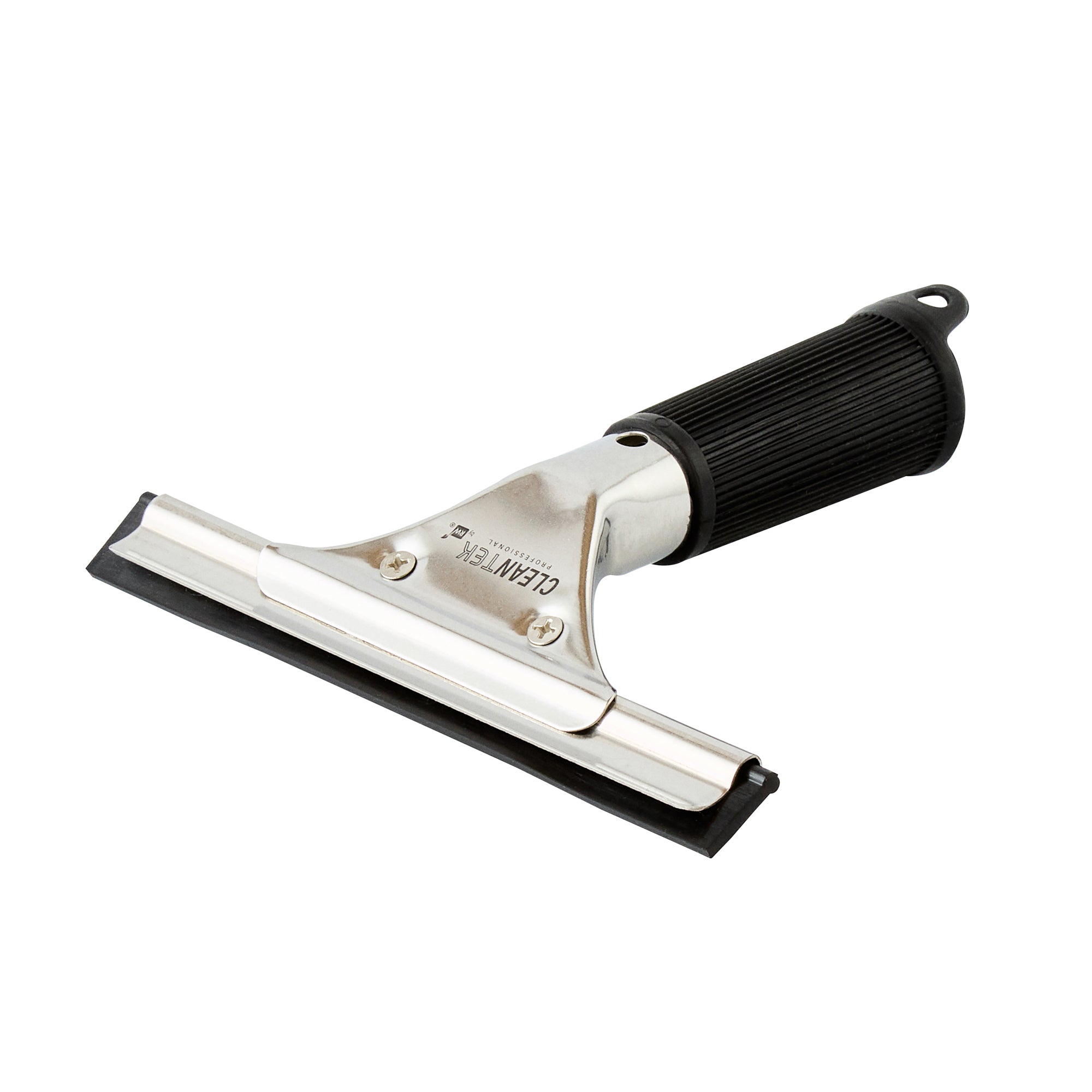 Clean Tek Professional Stainless Steel Window Squeegee - with Black Rubber Grip - 6" - 1 count box