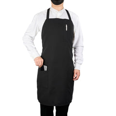 RW Base Black Standard Bib Apron - with 3 Pockets - 32 1/2'' x 27 1/2'' - 1 count box