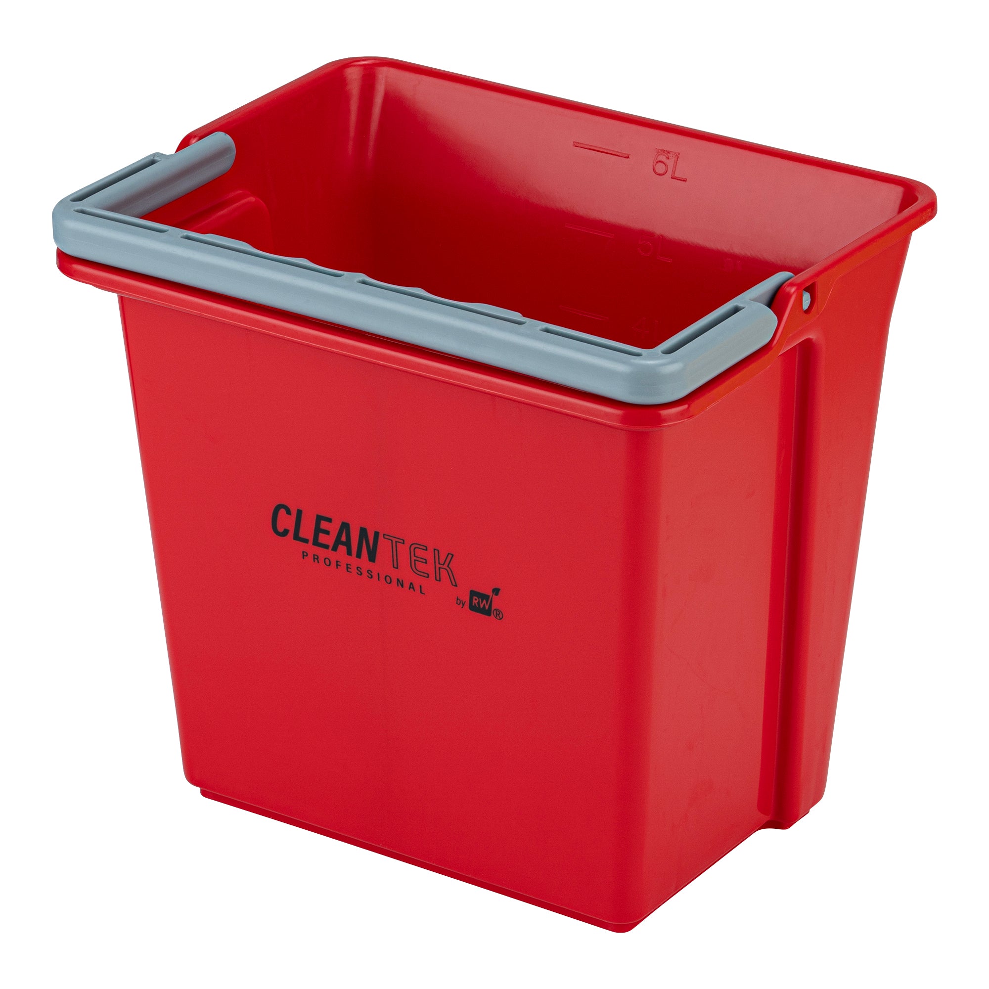 Clean Tek Professional 6 Qt Red Cleaning Bucket - 9 1/4" x 7" x 8 3/4" - 1 count box