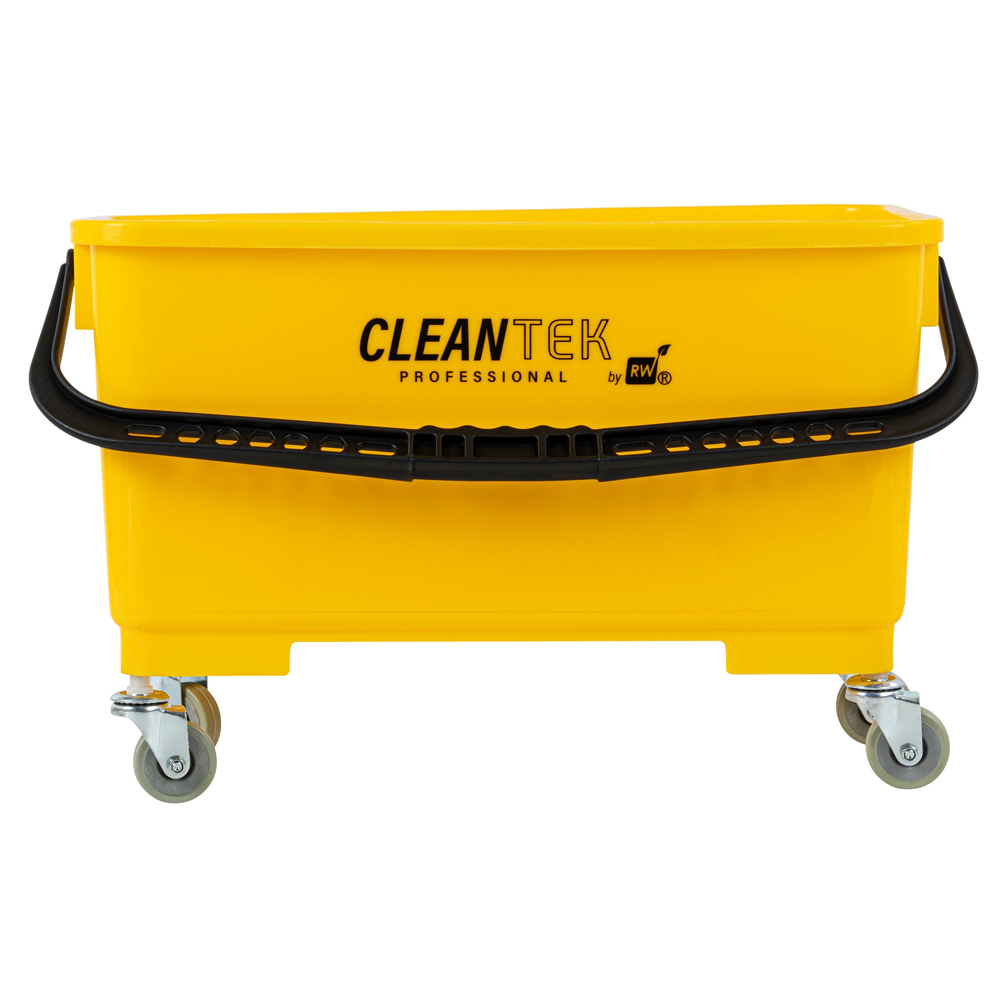 Clean Tek Professional 25 Qt Yellow Bucket - with Wheels, Sieve - 22" x 11 1/2" x 13 1/2" - 1 count box