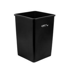 Clean Tek Professional 35 gal Square Black Plastic Trash Can - 19 1/2