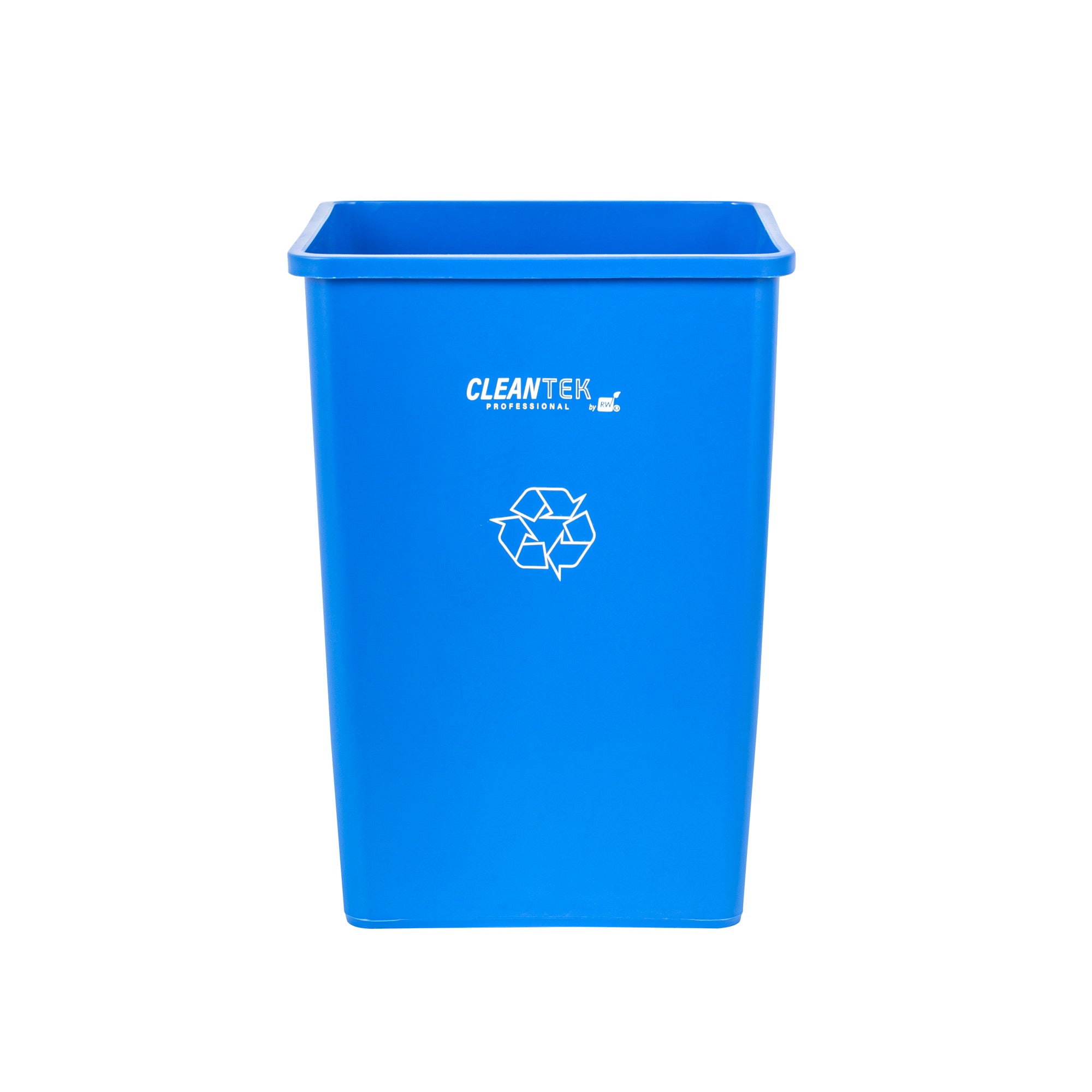 Clean Tek Professional 35 gal Square Blue Plastic Recycling Bin - 19 1/2" x 19 1/2" x 27 3/4" - 1 count box