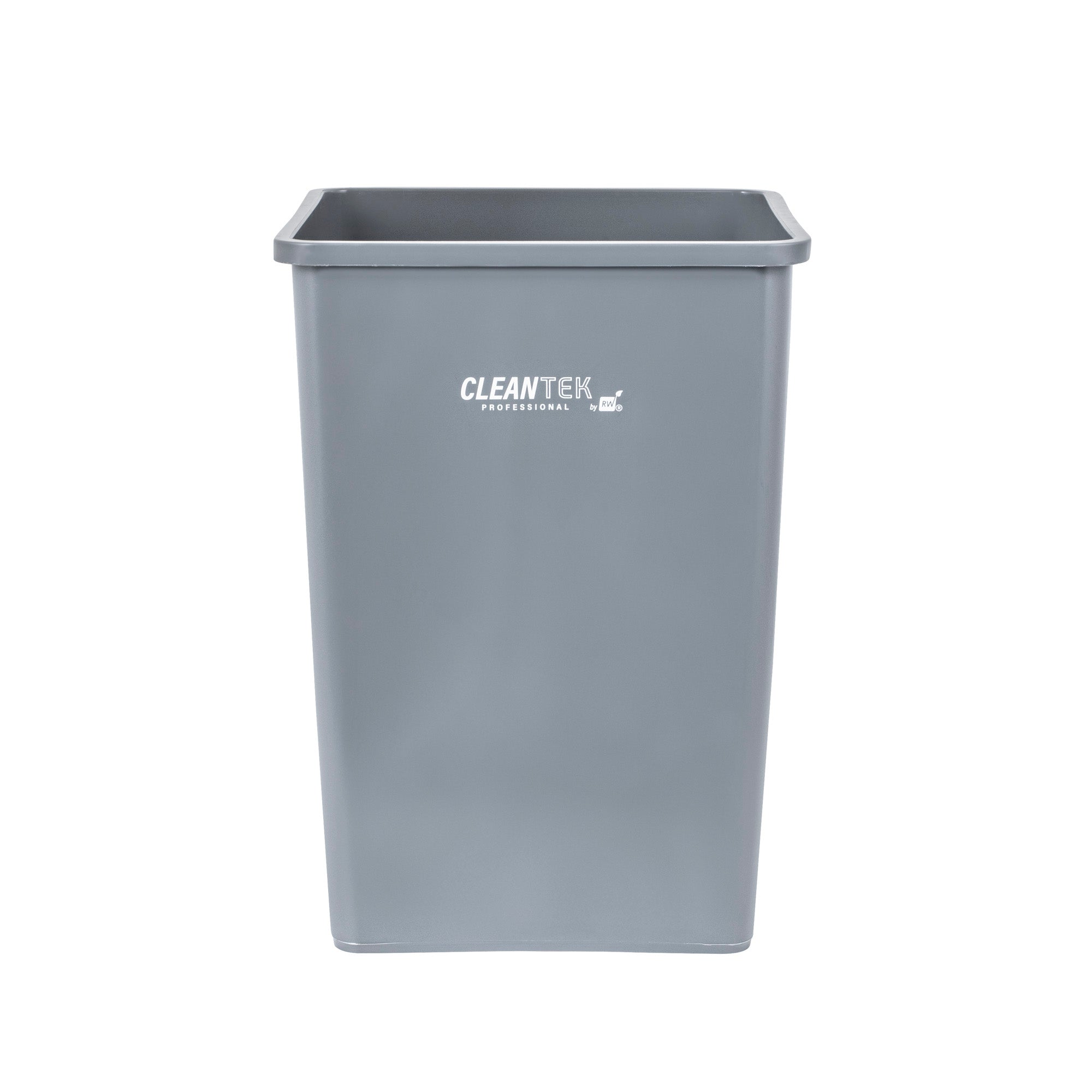 Clean Tek Professional 35 gal Square Gray Plastic Trash Can - 19 1/2" x 19 1/2" x 27 3/4" - 1 count box