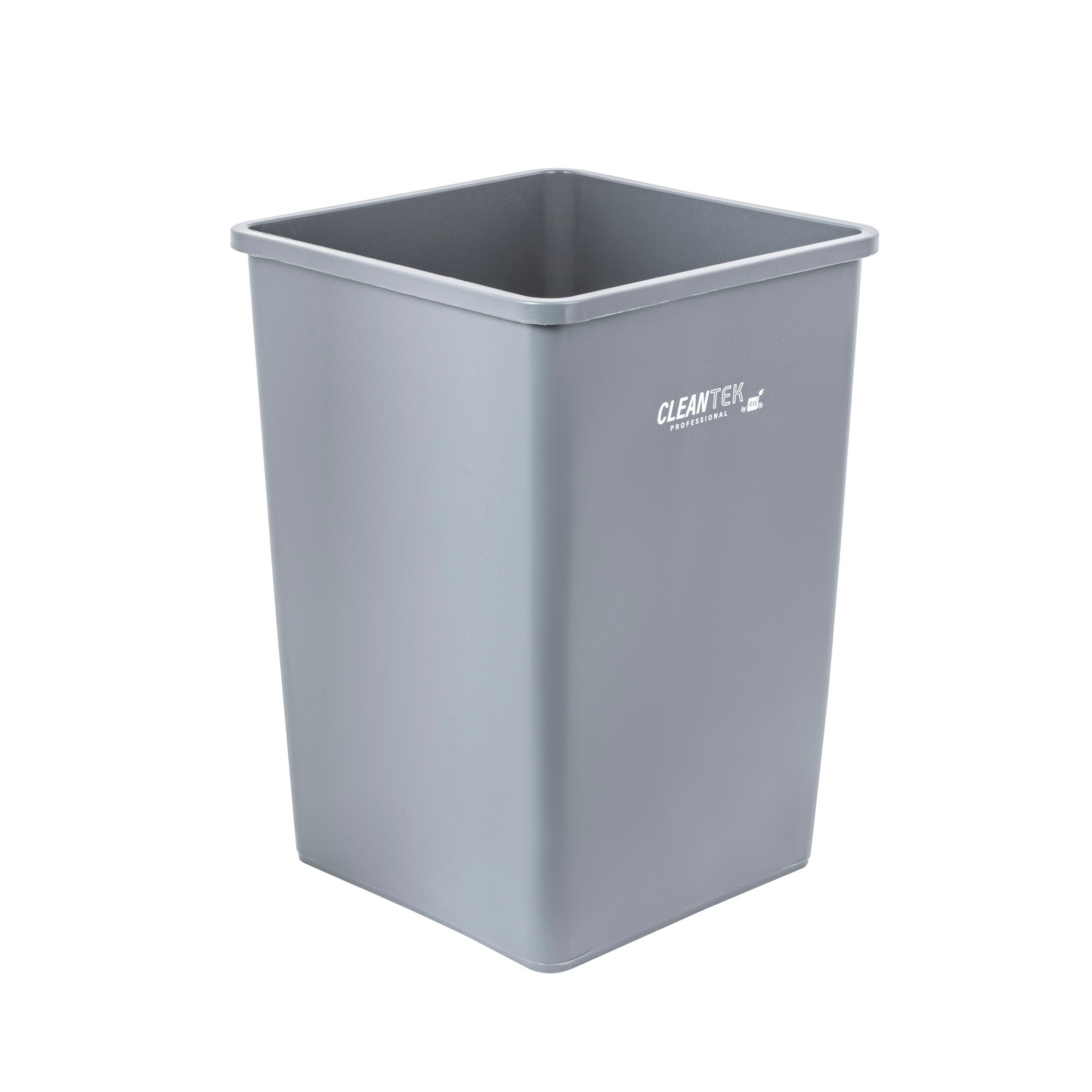 Clean Tek Professional 35 gal Square Gray Plastic Trash Can - 19 1/2" x 19 1/2" x 27 3/4" - 1 count box