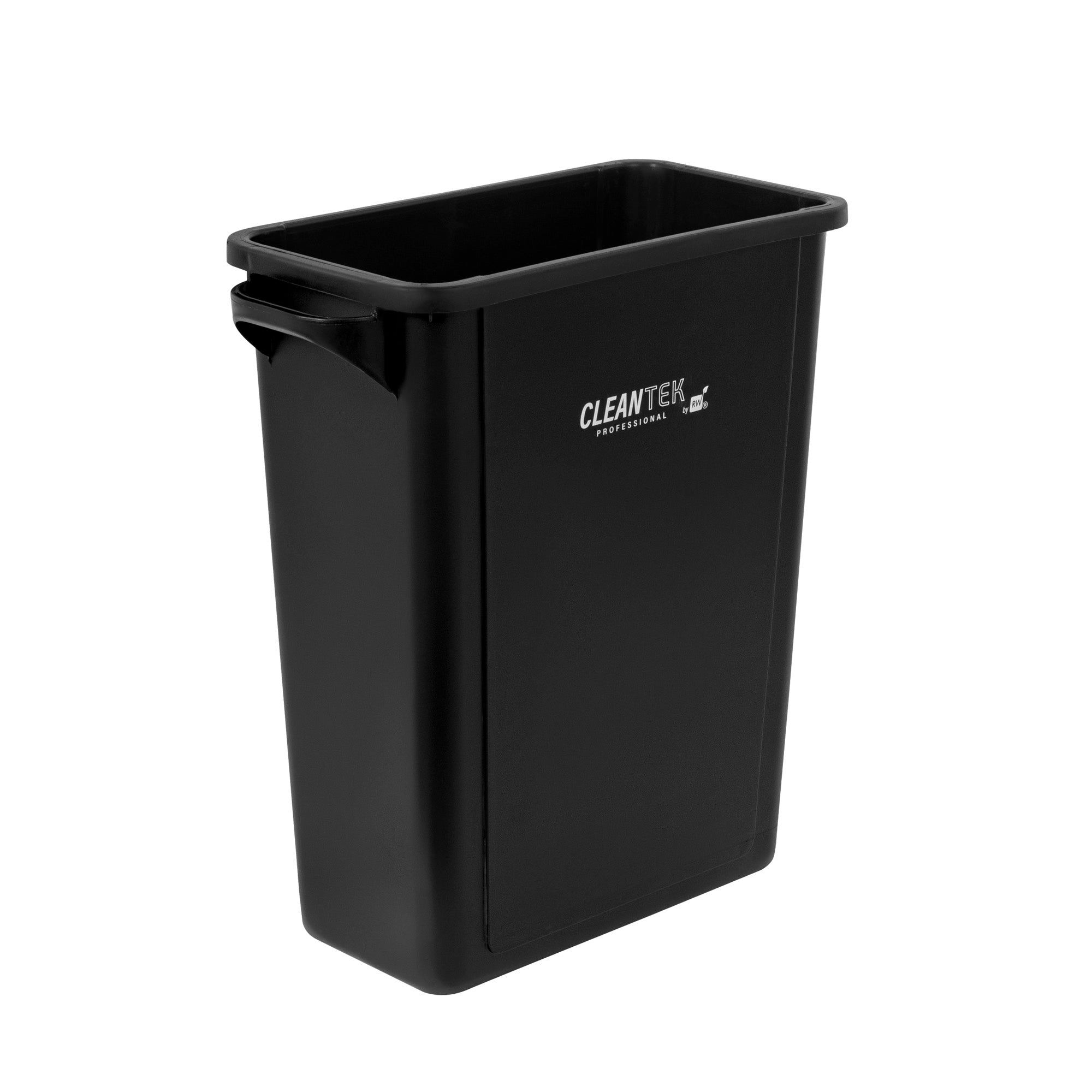 Clean Tek Professional 15 gal Rectangle Black Plastic Slim Trash Can - with Handles - 24" x 10 3/4" x 24 3/4" - 1 count box