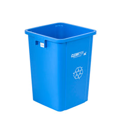 Clean Tek Professional 19 gal Square Blue Plastic Recycling Bin - 16