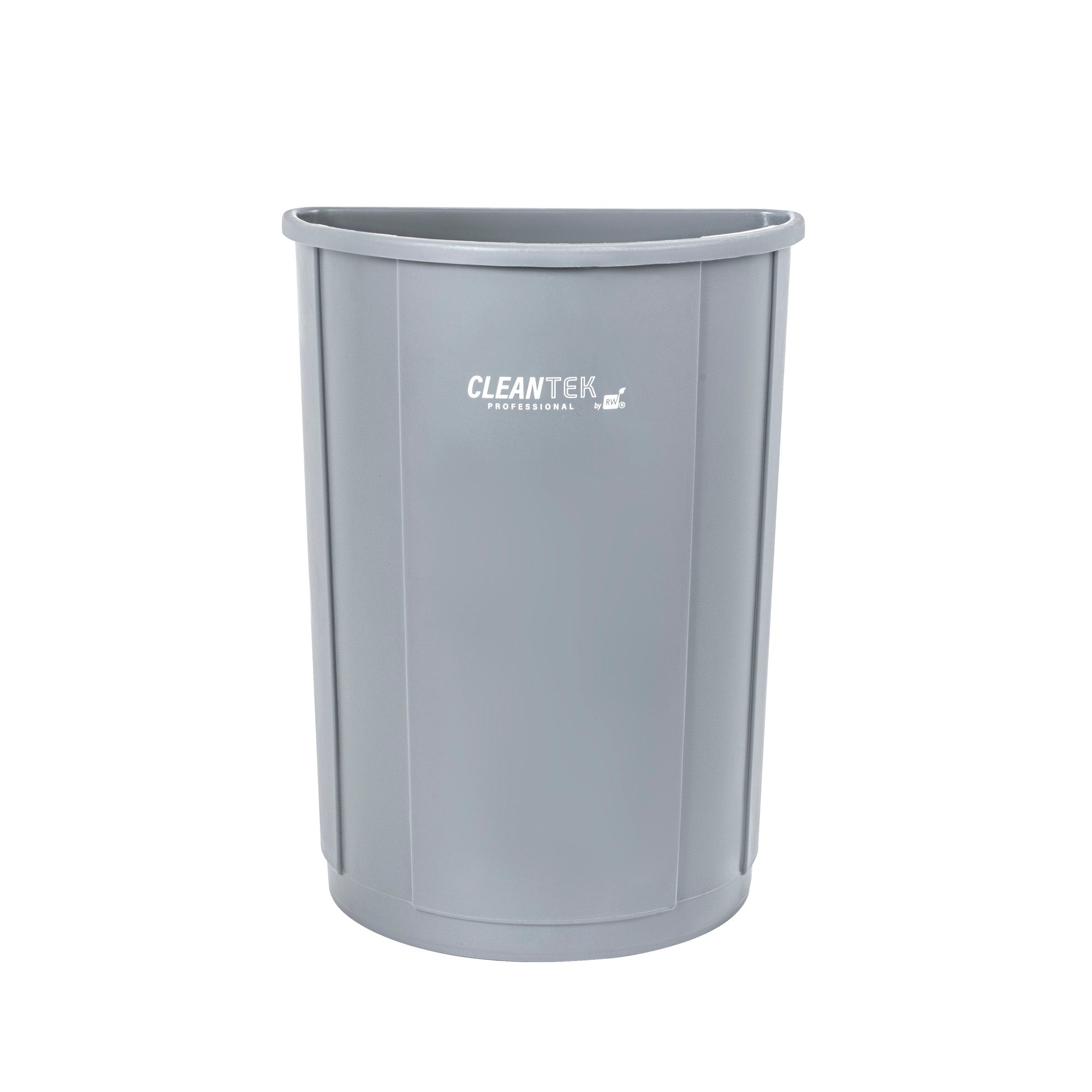 Clean Tek Professional 21 gal Half Round Gray Plastic Trash Can - 20 3/4" x 11 3/4" x 28 1/4" - 1 count box