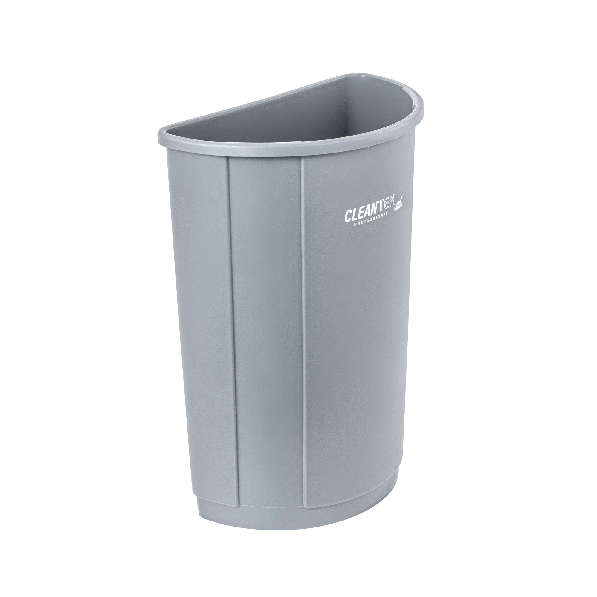 Clean Tek Professional 21 gal Half Round Gray Plastic Trash Can - 20 3/4" x 11 3/4" x 28 1/4" - 1 count box