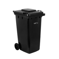 Clean Tek Professional 64 gal Rectangle Black Plastic Wheeled Trash Can - with Lid - 28 1/2