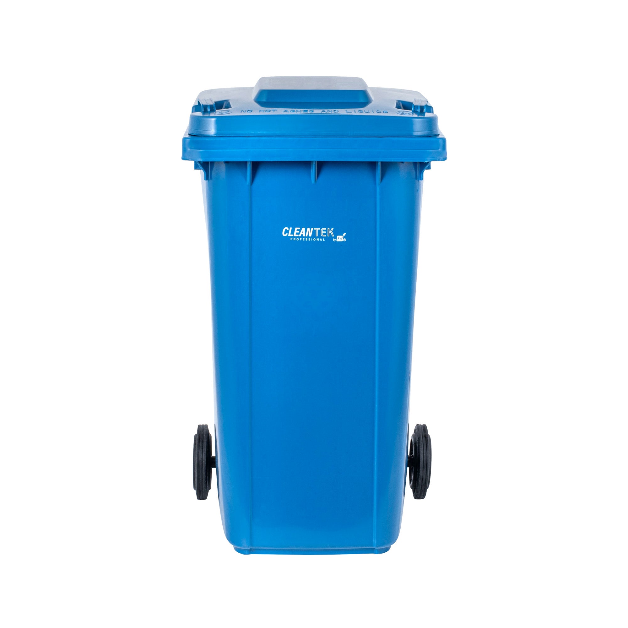 Clean Tek Professional 64 gal Rectangle Blue Plastic Wheeled Trash Can - with Lid - 28 1/2" x 23" x 43" - 1 count box