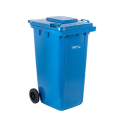 Clean Tek Professional 64 gal Rectangle Blue Plastic Wheeled Trash Can - with Lid - 28 1/2