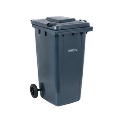 Clean Tek Professional 64 gal Rectangle Gray Plastic Wheeled Trash Can - with Lid - 28 1/2