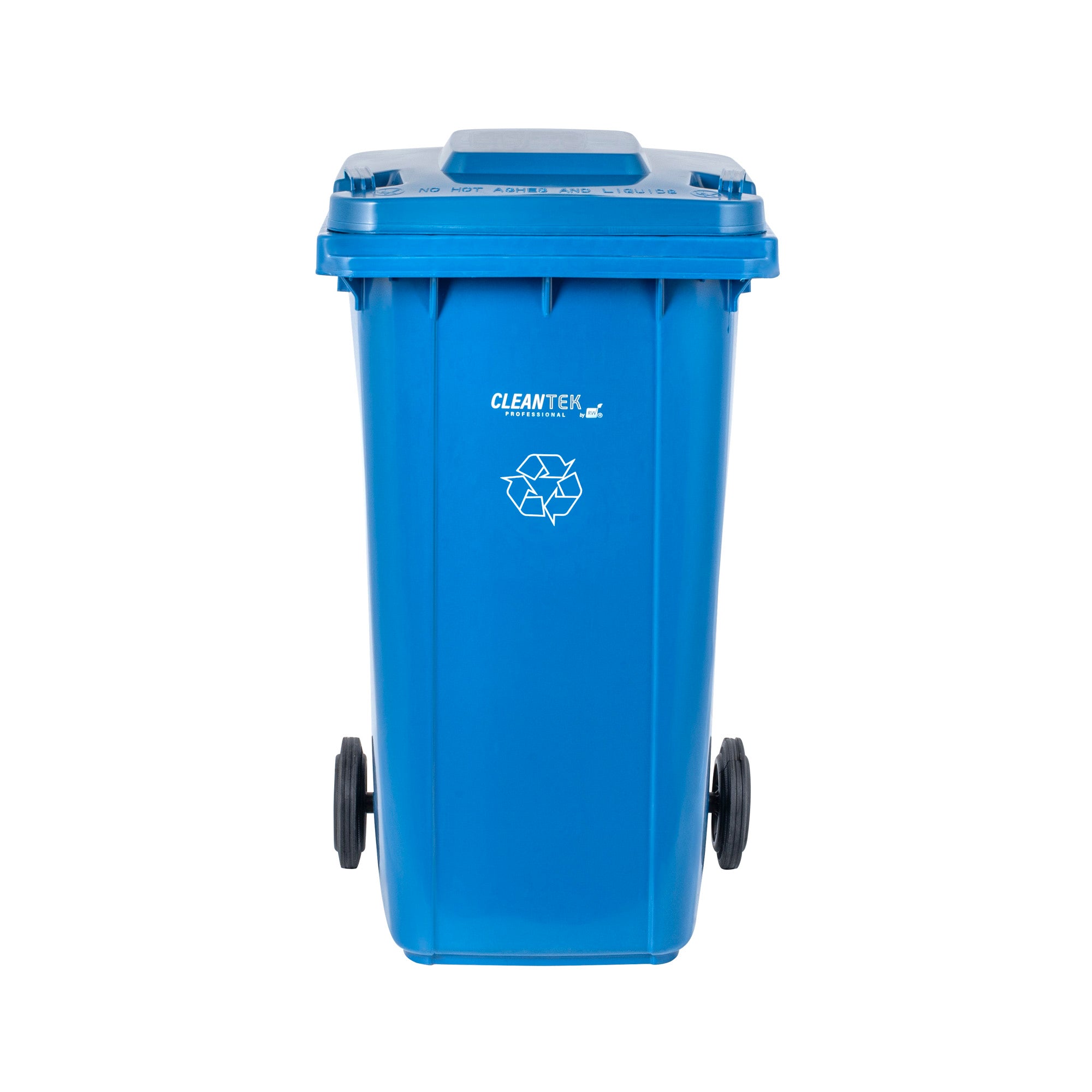 Clean Tek Professional 64 gal Rectangle Blue Plastic Wheeled Recycling Bin - with Lid - 28 1/2" x 23" x 43" - 1 count box