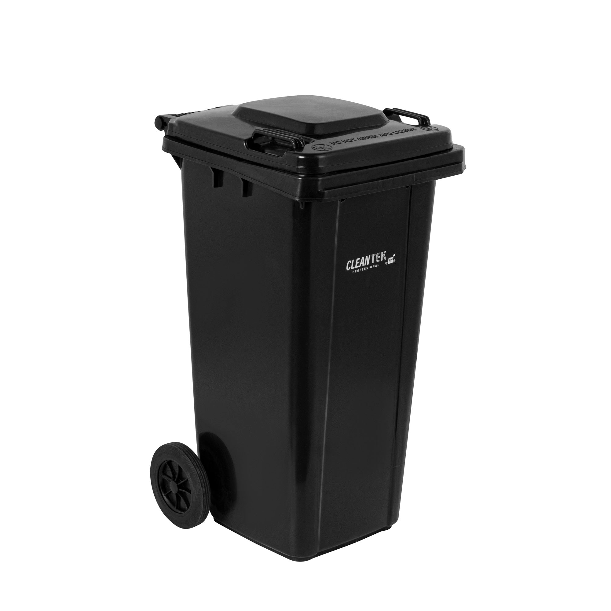 Clean Tek Professional 32 gal Rectangle Black Plastic Wheeled Trash Can - with Lid - 22 1/2" x 19" x 37 1/2" - 1 count box