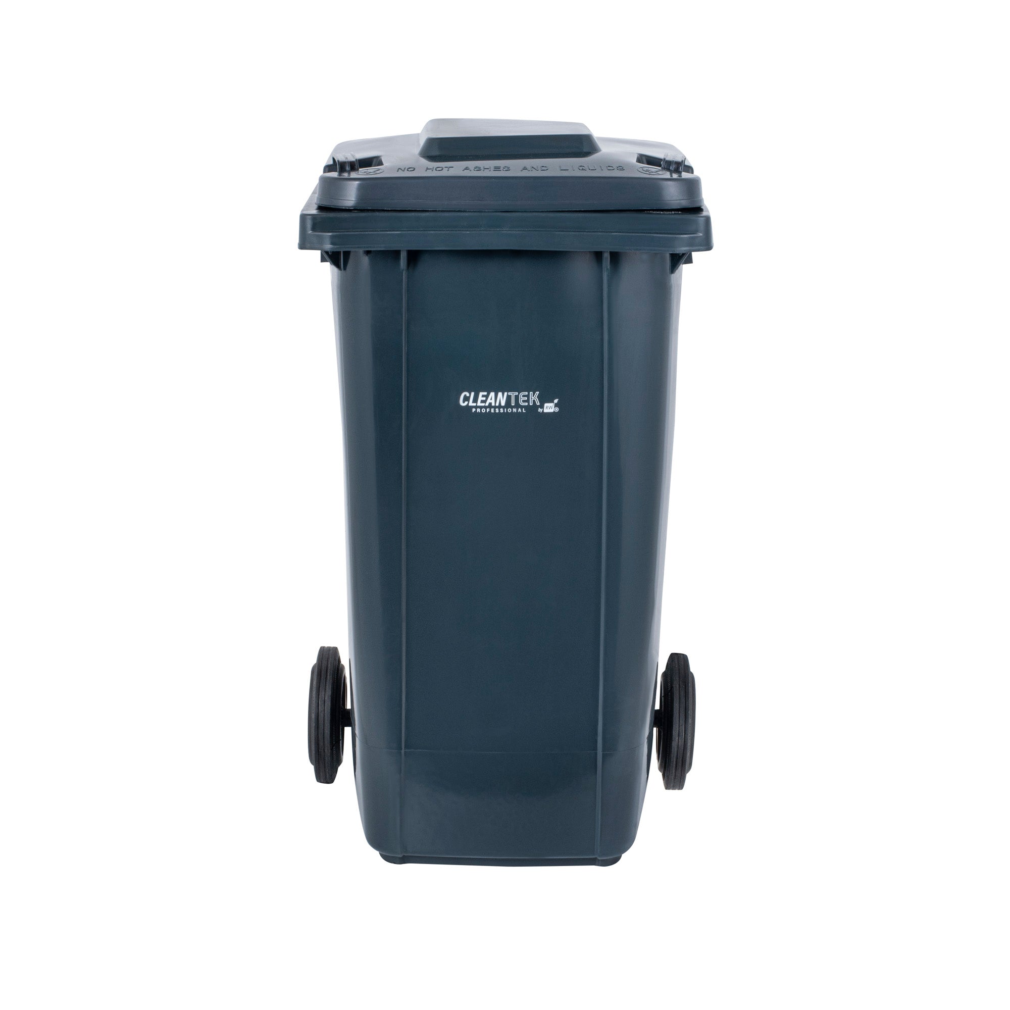 Clean Tek Professional 32 gal Rectangle Gray Plastic Wheeled Trash Can - with Lid - 22 1/2" x 19" x 37 1/2" - 1 count box